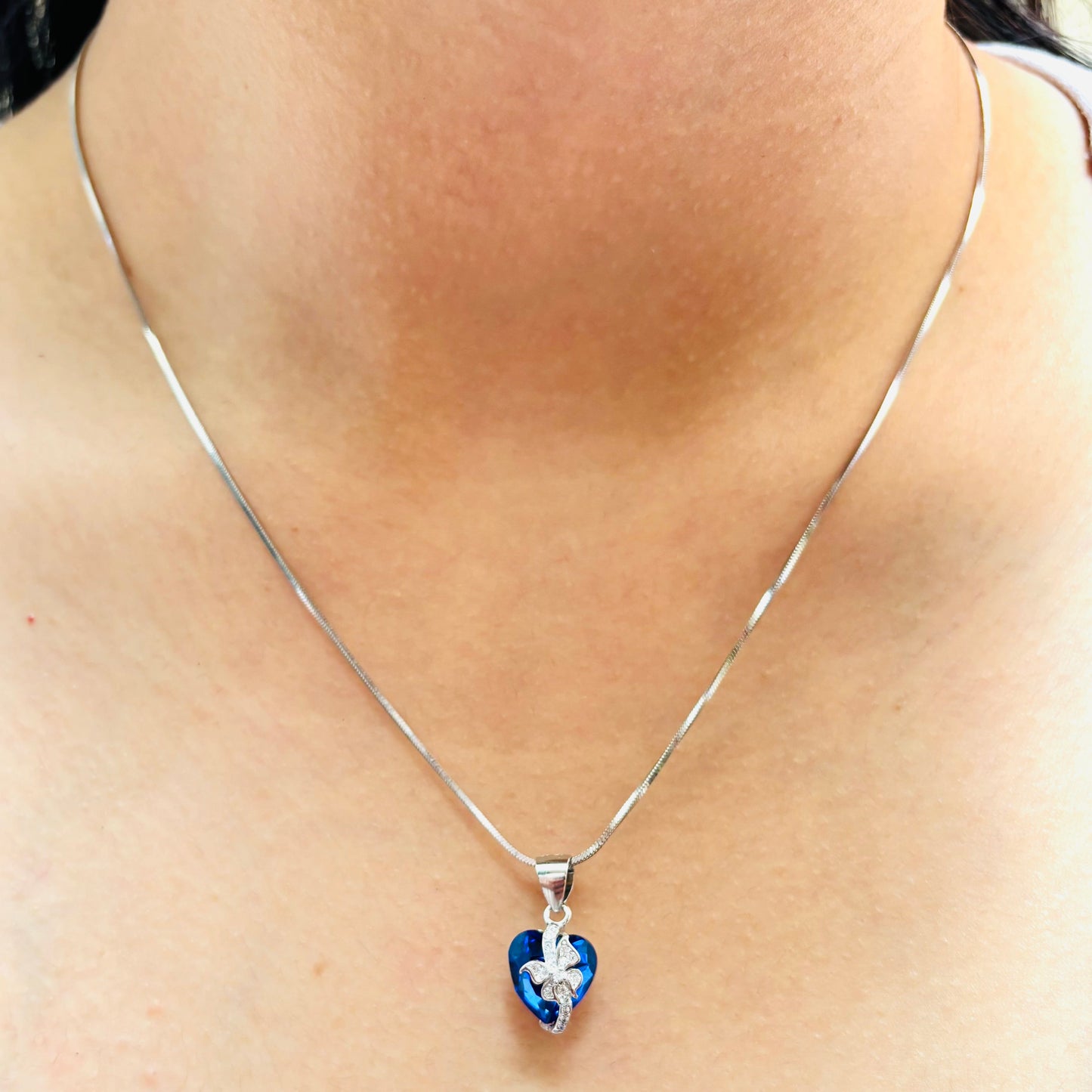 How our butterfly heart necklace looks like after wearing