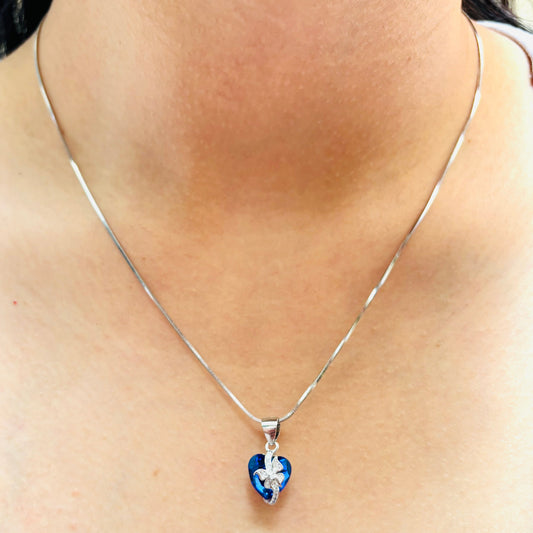 How our butterfly heart necklace looks like after wearing