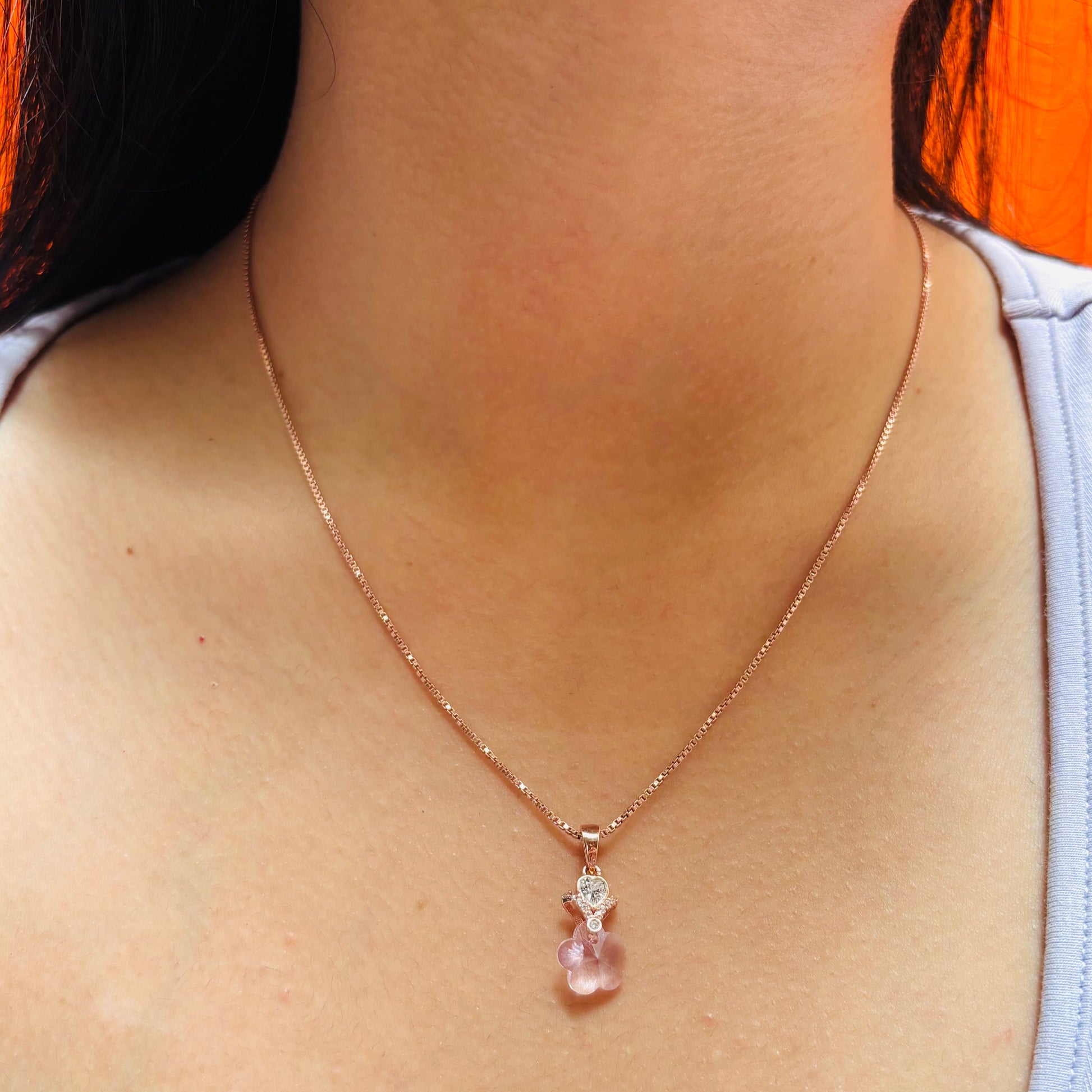 How our Pink Star necklace looks like after wearing