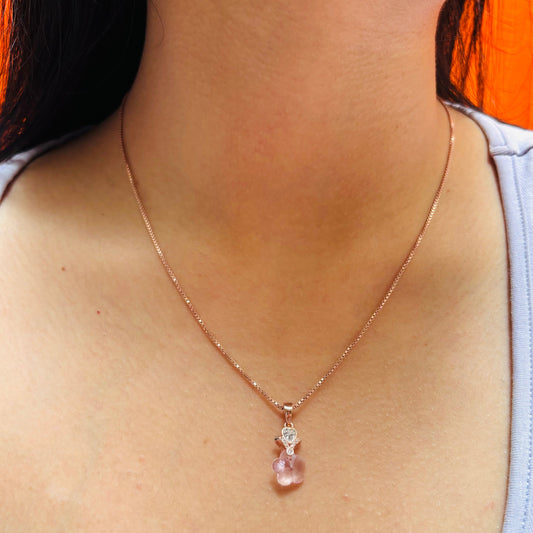How our Pink Star necklace looks like after wearing