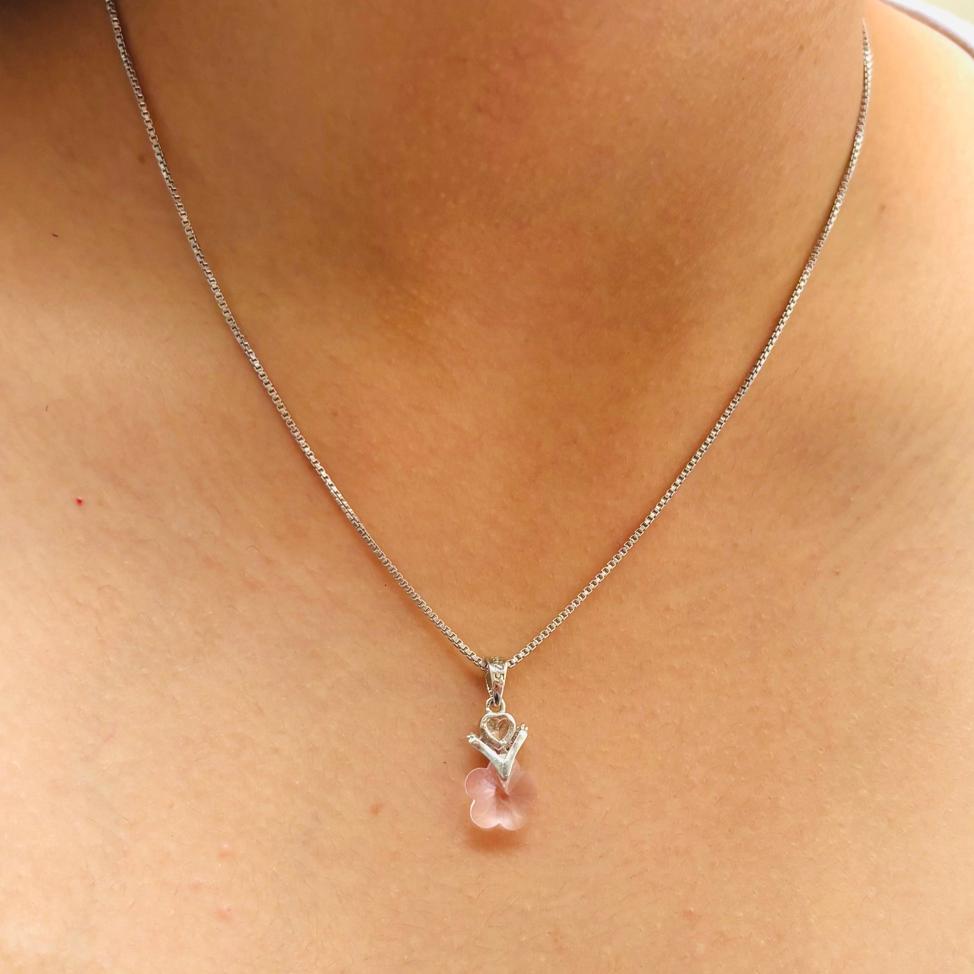 How our Pink star necklace looks like after wearing