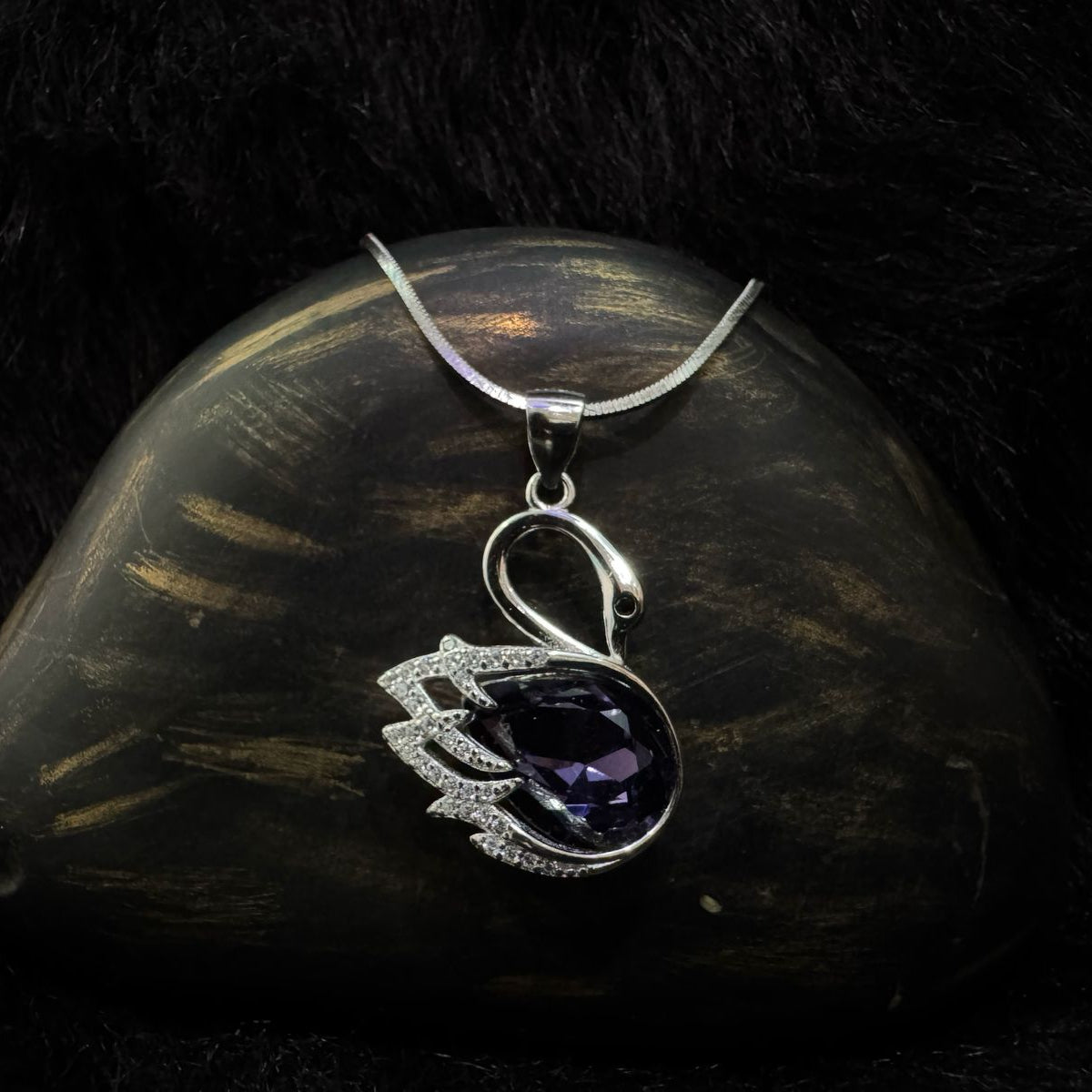  Purple Swan Necklace with Swarovski Stone