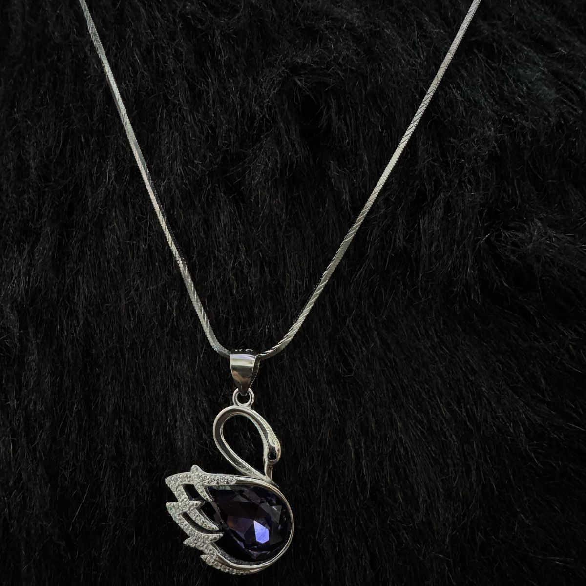 Purple Swan Necklace with Swarovski Stone